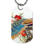 Birds Peacock Artistic Colorful Flower Painting Dog Tag (One Side) Front