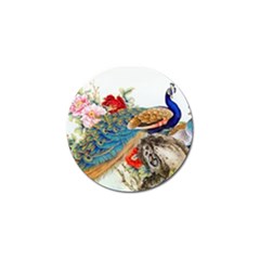 Birds Peacock Artistic Colorful Flower Painting Golf Ball Marker (4 Pack) by Sarkoni