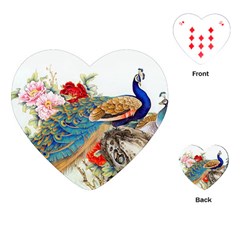 Birds Peacock Artistic Colorful Flower Painting Playing Cards Single Design (heart) by Sarkoni