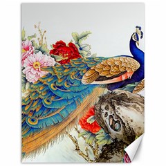 Birds Peacock Artistic Colorful Flower Painting Canvas 12  x 16 