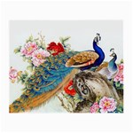 Birds Peacock Artistic Colorful Flower Painting Small Glasses Cloth (2 Sides) Front