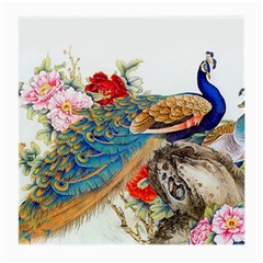 Birds Peacock Artistic Colorful Flower Painting Medium Glasses Cloth