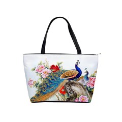 Birds Peacock Artistic Colorful Flower Painting Classic Shoulder Handbag by Sarkoni