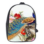 Birds Peacock Artistic Colorful Flower Painting School Bag (Large) Front