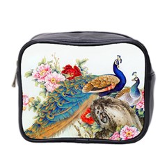 Birds Peacock Artistic Colorful Flower Painting Mini Toiletries Bag (Two Sides)