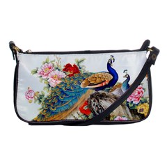 Birds Peacock Artistic Colorful Flower Painting Shoulder Clutch Bag by Sarkoni