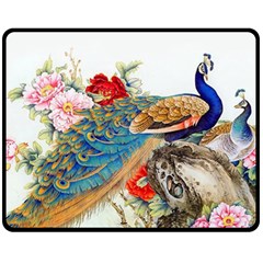 Birds Peacock Artistic Colorful Flower Painting Fleece Blanket (Medium)