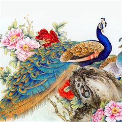 Birds Peacock Artistic Colorful Flower Painting Play Mat (square) by Sarkoni