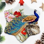 Birds Peacock Artistic Colorful Flower Painting Snowflake Ornament (Two Sides) Front