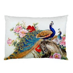 Birds Peacock Artistic Colorful Flower Painting Pillow Case (two Sides) by Sarkoni