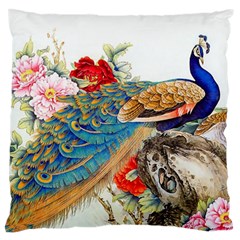 Birds Peacock Artistic Colorful Flower Painting Large Cushion Case (One Side)