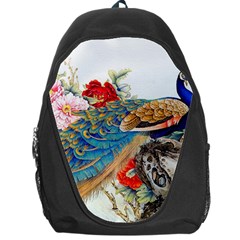 Birds Peacock Artistic Colorful Flower Painting Backpack Bag by Sarkoni