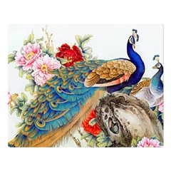 Birds Peacock Artistic Colorful Flower Painting Two Sides Premium Plush Fleece Blanket (large) by Sarkoni