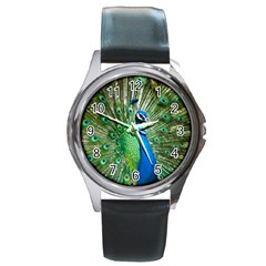 Peafowl Peacock Round Metal Watch by Sarkoni