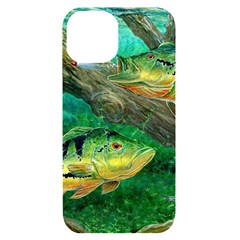 Peacock Bass Fishing Iphone 14 Black Uv Print Case by Sarkoni