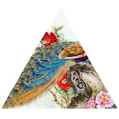 Birds Peacock Artistic Colorful Flower Painting Wooden Puzzle Triangle by Sarkoni