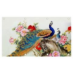 Birds Peacock Artistic Colorful Flower Painting Banner and Sign 7  x 4 