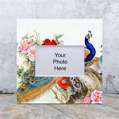 Birds Peacock Artistic Colorful Flower Painting White Box Photo Frame 4  X 6  by Sarkoni