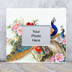 Birds Peacock Artistic Colorful Flower Painting White Wall Photo Frame 5  X 7  by Sarkoni