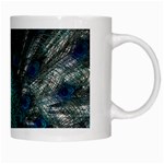 Blue And Green Peacock White Mug Right