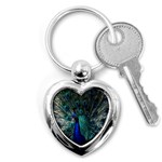 Blue And Green Peacock Key Chain (Heart) Front