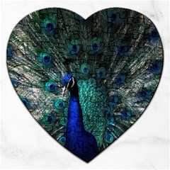 Blue And Green Peacock Jigsaw Puzzle (heart) by Sarkoni