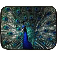 Blue And Green Peacock Two Sides Fleece Blanket (mini) by Sarkoni