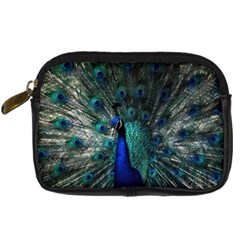 Blue And Green Peacock Digital Camera Leather Case by Sarkoni