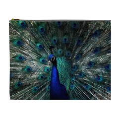 Blue And Green Peacock Cosmetic Bag (xl) by Sarkoni