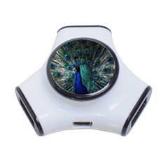 Blue And Green Peacock 3-port Usb Hub by Sarkoni