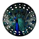 Blue And Green Peacock Ornament (Round Filigree) Front