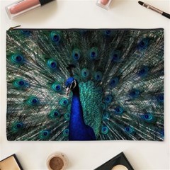 Blue And Green Peacock Cosmetic Bag (xxxl) by Sarkoni