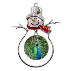 Peafowl Peacock Metal Snowman Ornament by Sarkoni