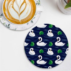 Swan-pattern-elegant-design Uv Print Round Tile Coaster by Proyonanggan