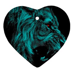 Angry Male Lion Predator Carnivore Heart Ornament (two Sides) by Ndabl3x