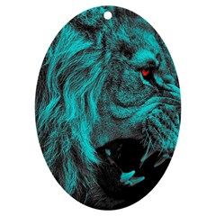 Angry Male Lion Predator Carnivore Uv Print Acrylic Ornament Oval by Ndabl3x