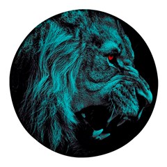 Angry Male Lion Predator Carnivore Round Glass Fridge Magnet (4 Pack)