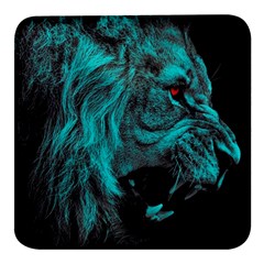 Angry Male Lion Predator Carnivore Square Glass Fridge Magnet (4 Pack) by Ndabl3x