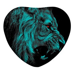 Angry Male Lion Predator Carnivore Heart Glass Fridge Magnet (4 Pack) by Ndabl3x