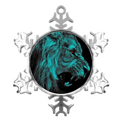 Angry Male Lion Predator Carnivore Metal Small Snowflake Ornament by Ndabl3x