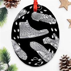 Pattern Shiny Shoes Oval Filigree Ornament (two Sides)