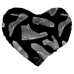 Pattern Shiny Shoes Large 19  Premium Flano Heart Shape Cushions by Ndabl3x