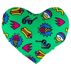 Pattern Adweek Summer Large 19  Premium Heart Shape Cushions by Ndabl3x