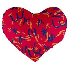 Pattern Booty Faces Large 19  Premium Heart Shape Cushions by Ndabl3x