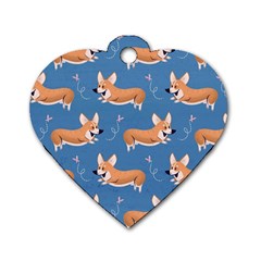 Corgi Patterns Dog Tag Heart (two Sides) by Ndabl3x