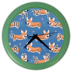 Corgi Patterns Color Wall Clock by Ndabl3x