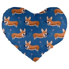 Corgi Patterns Large 19  Premium Heart Shape Cushions by Ndabl3x