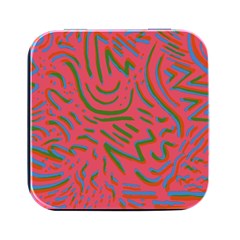 Pattern Saying Wavy Square Metal Box (black)