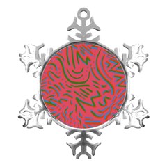 Pattern Saying Wavy Metal Small Snowflake Ornament by Ndabl3x