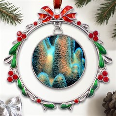 Photo Coral Great Scleractinia Metal X mas Wreath Ribbon Ornament by Pakjumat